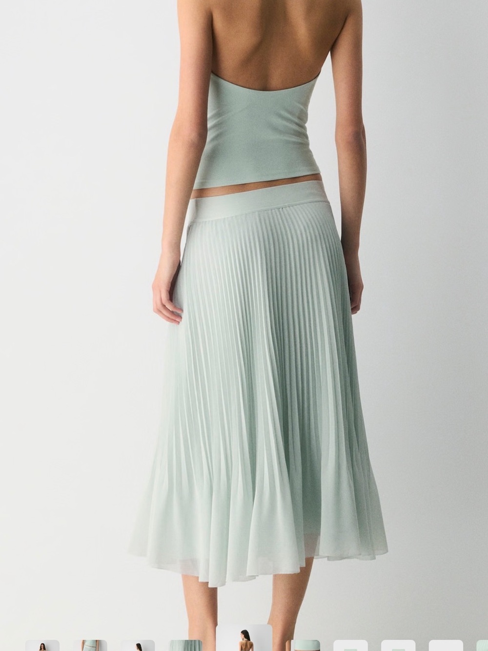 Brand New with Tags Wilfred Pleated Midi Skirt in Sage Green - Picture 2 of 7